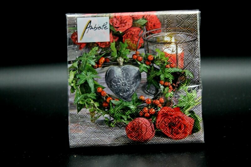 Serviette "Rosen mit Herz"
