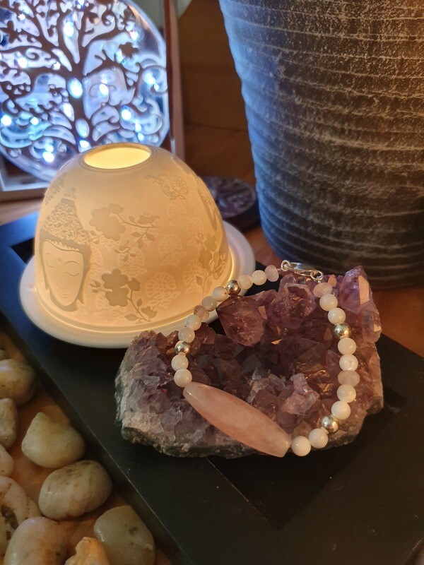 Bracelet en Quartz Rose et Nacre