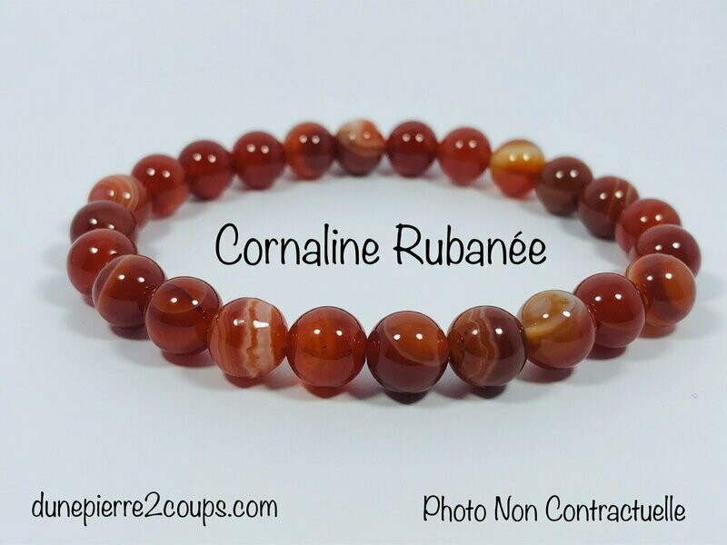 Bracelet Cornaline Rubanée 8mm