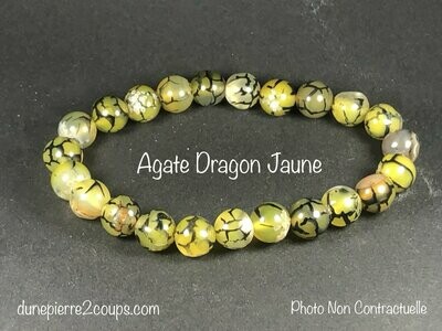 Bracelet Agate Dragon Jaune 8mm (teintée)