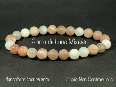 Bracelet Pierre de Lune Mixées (Pêche) 8mm