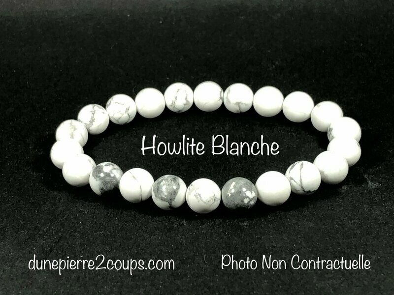 Bracelet Howlite Blanche 8mm