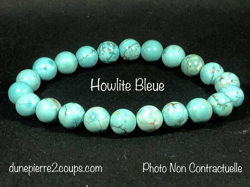 Bracelet Howlite Bleue (Teintée) 8mm