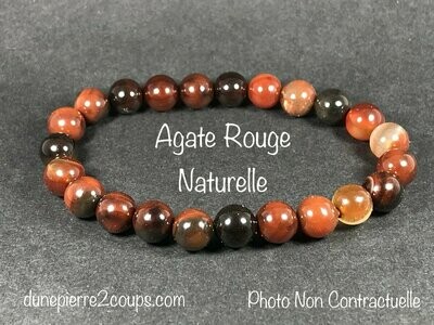 ​Bracelet Agate Rouge Naturelle 8mm