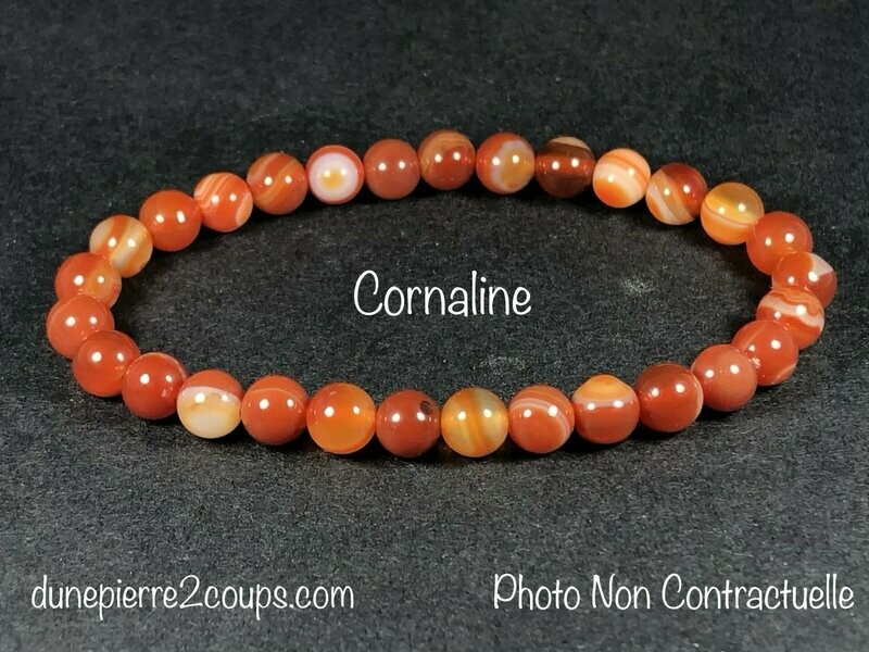 Bracelet Cornaline Rubanée 6mm