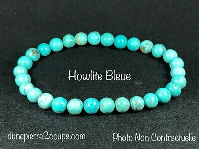 Bracelet Howlite Bleue (Teintée) 6mm