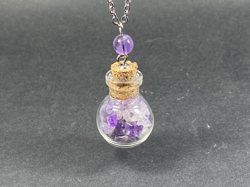 Pendentif Bouteille Améthyste - Rond