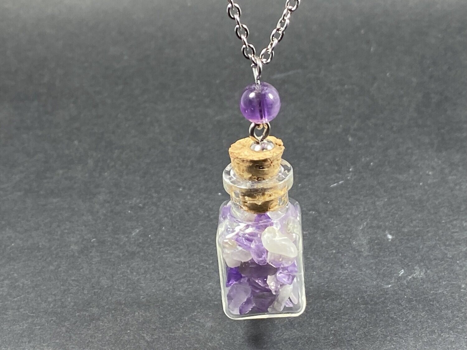 Pendentif Bouteille Améthyste - Carré