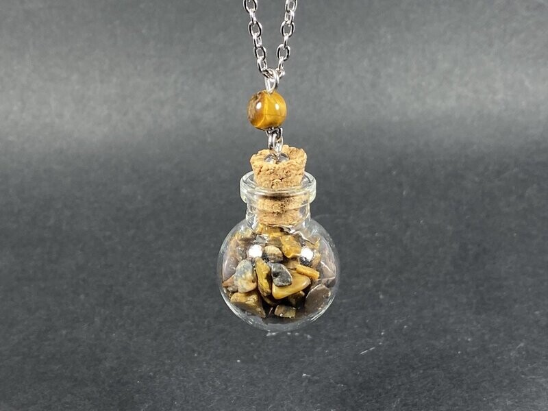 Pendentif Bouteille Oeil de Tigre - Rond