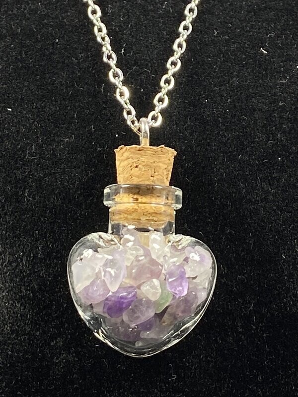 Pendentif Bouteille Améthyste - Coeur