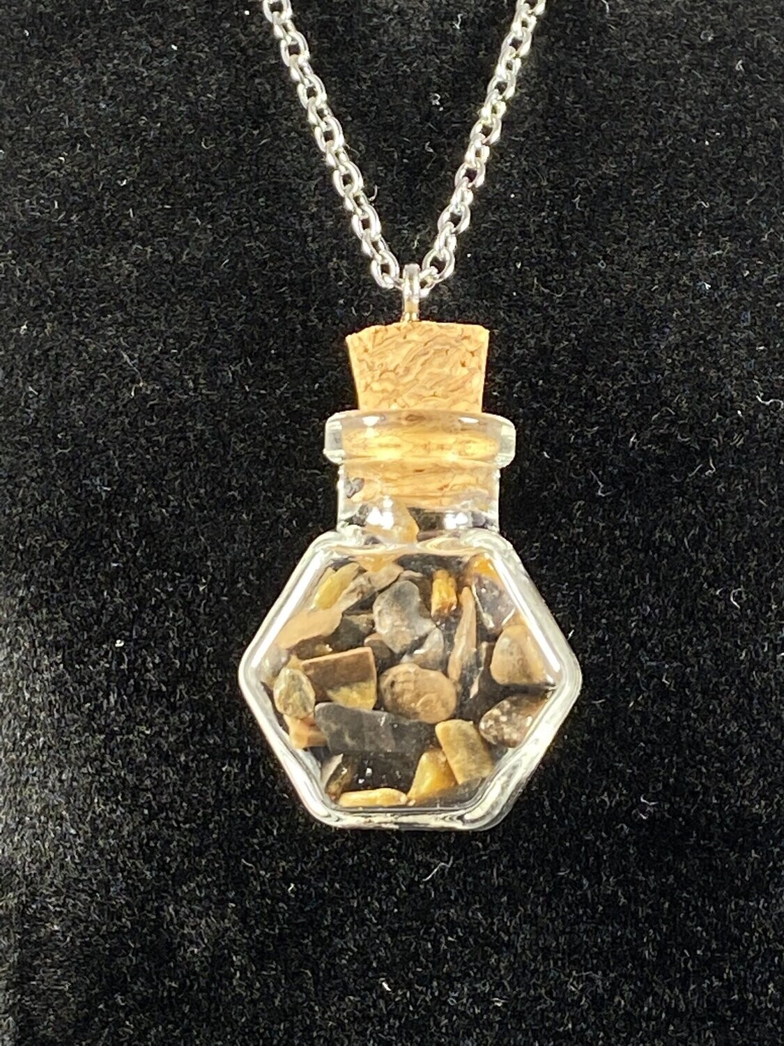Pendentif Bouteille Oeil de Tigre - Héxa