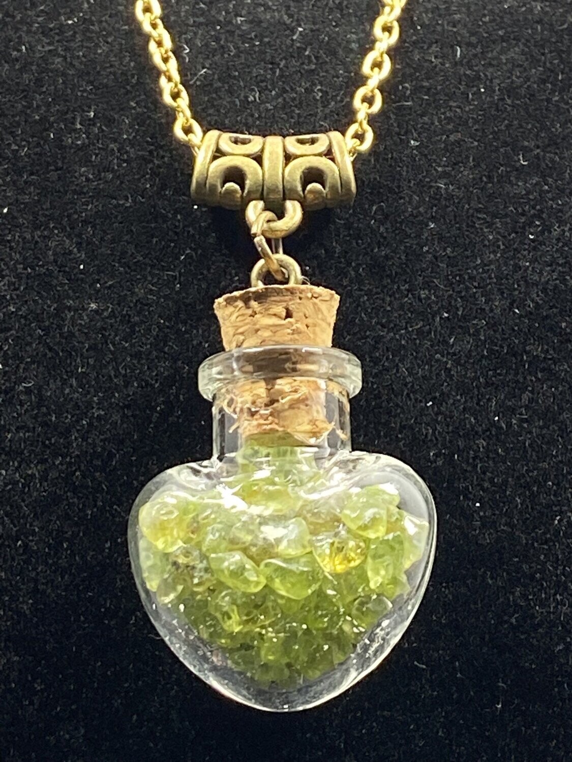 Pendentif Or : Bouteille Péridot - Coeur