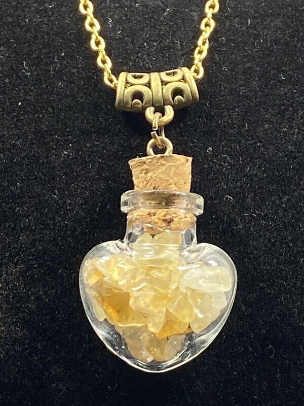 Pendentif Or : Bouteille Citrine - Coeur