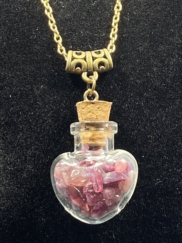 Pendentif Or : Bouteille Cornaline - Coeur