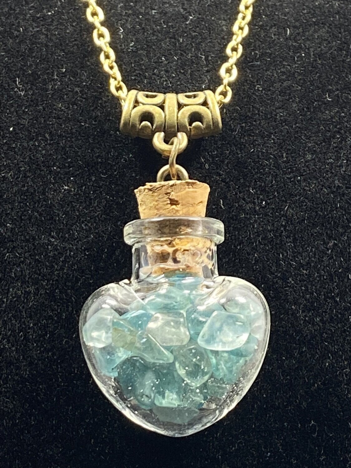 Pendentif Or : Bouteille Apatite - Coeur