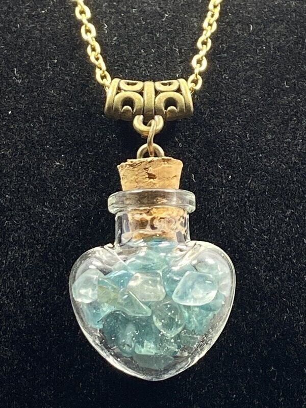 Pendentif Or : Bouteille Apatite - Coeur