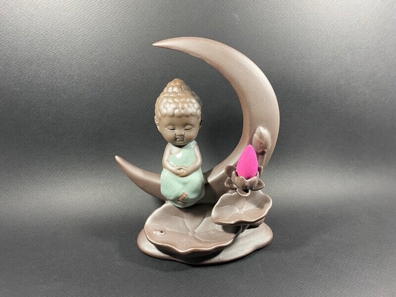 Fontaine à Encens - Lune & Bouddha 17cm