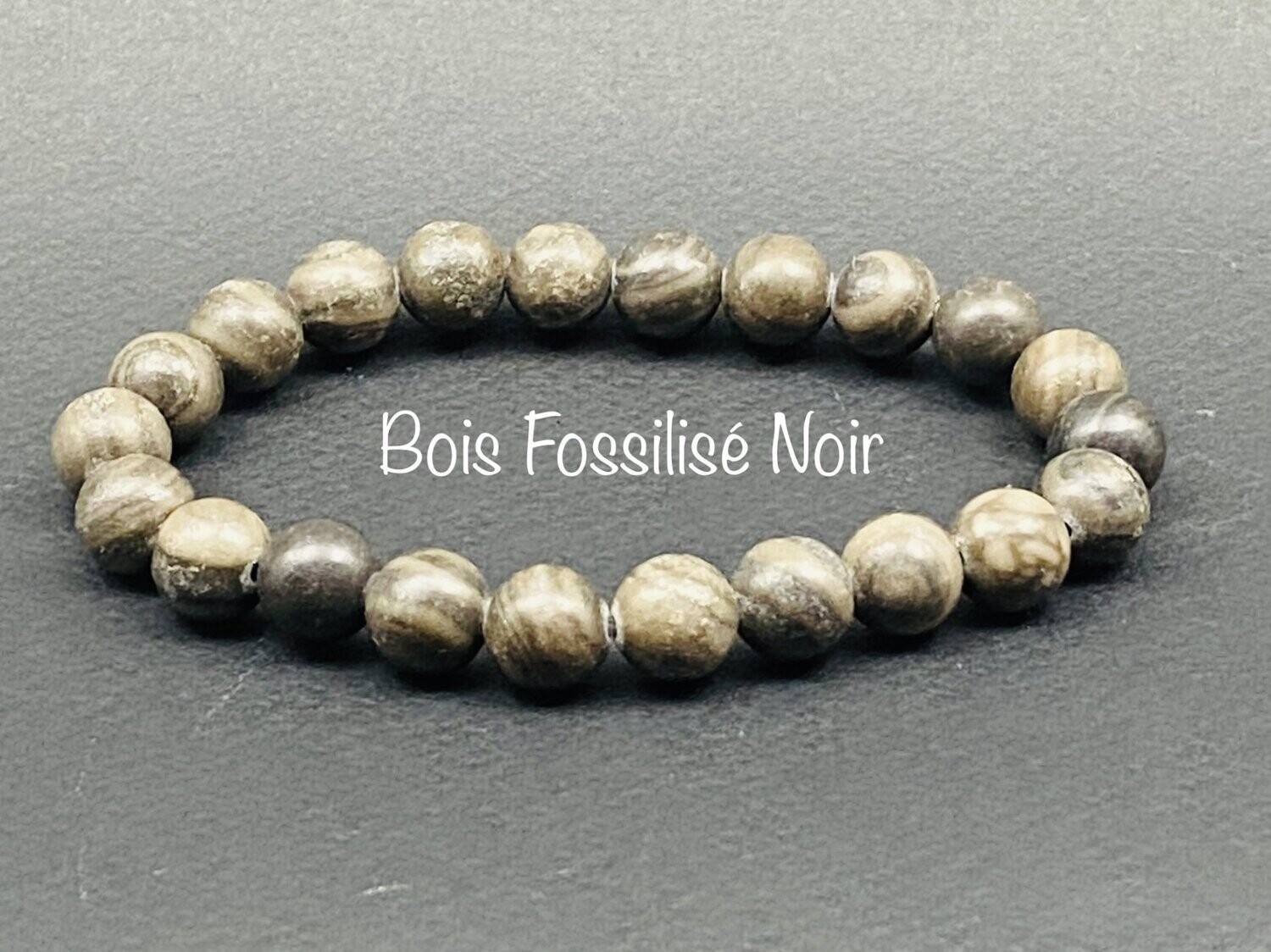 Bracelet Bois Fossilisé Noir 8mm