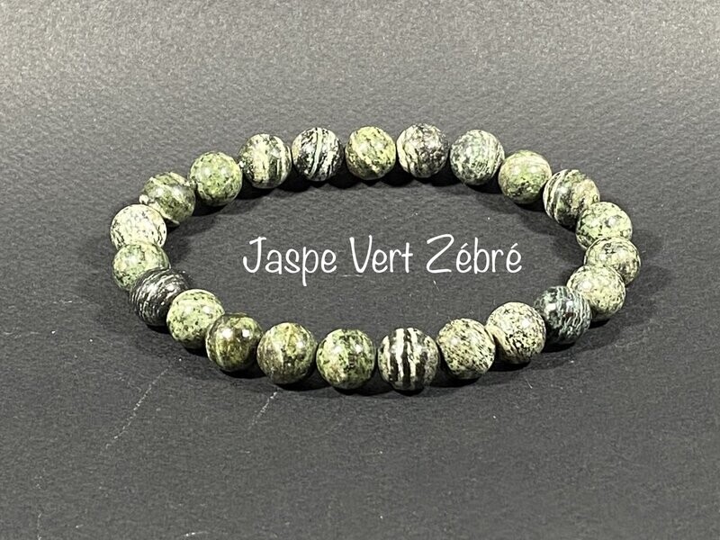 Bracelet Jaspe Vert Zébré 8mm