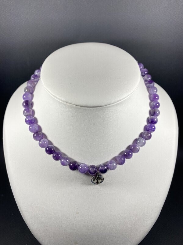 Collier d'Améthyste en perles 8mm