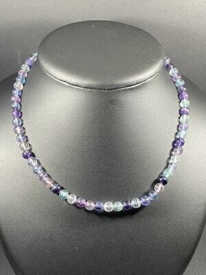 Collier de Fluorite Bleue Violette en perles 6mm