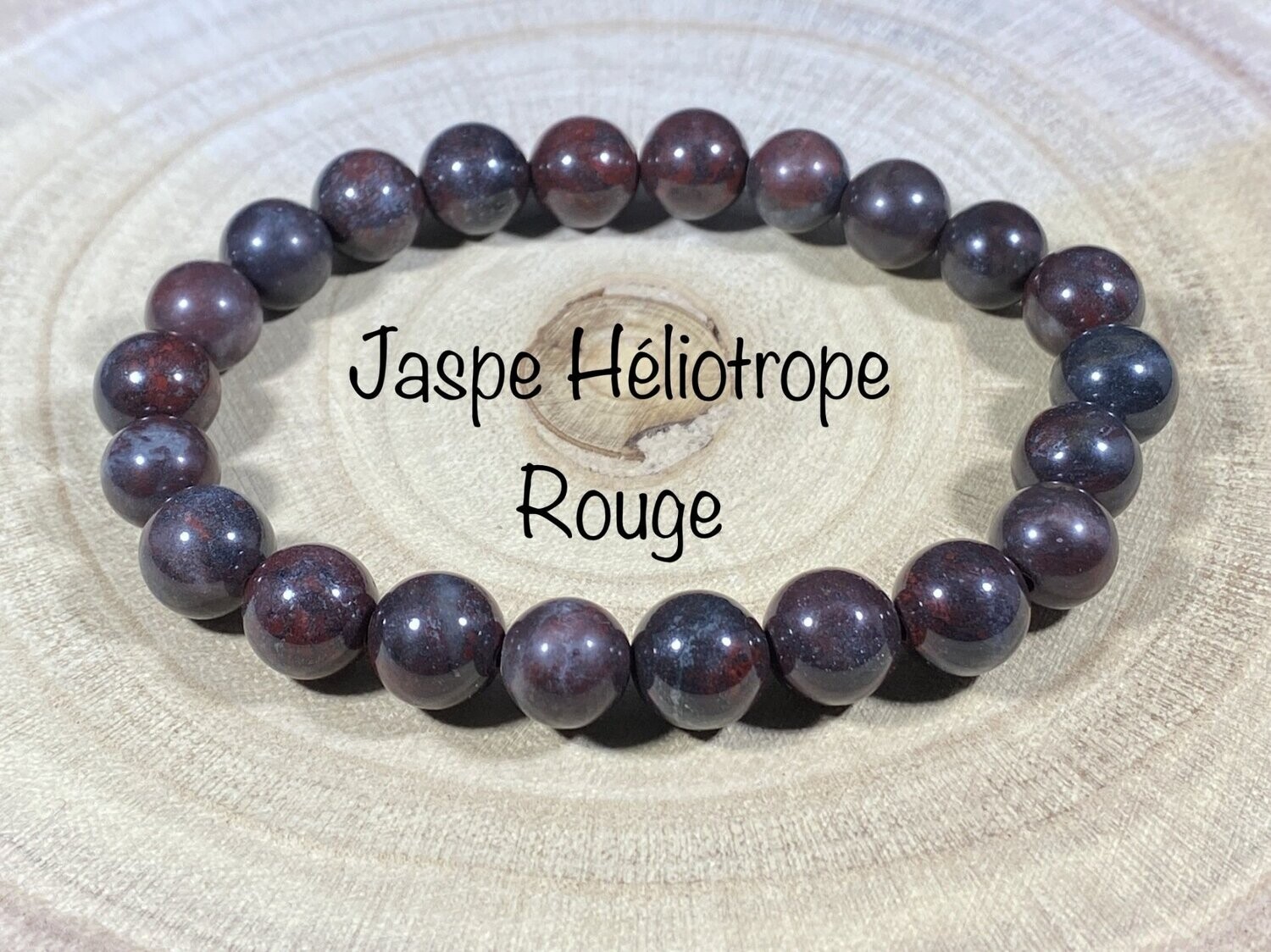 Bracelet Jaspe Héliotrope Rouge 8mm