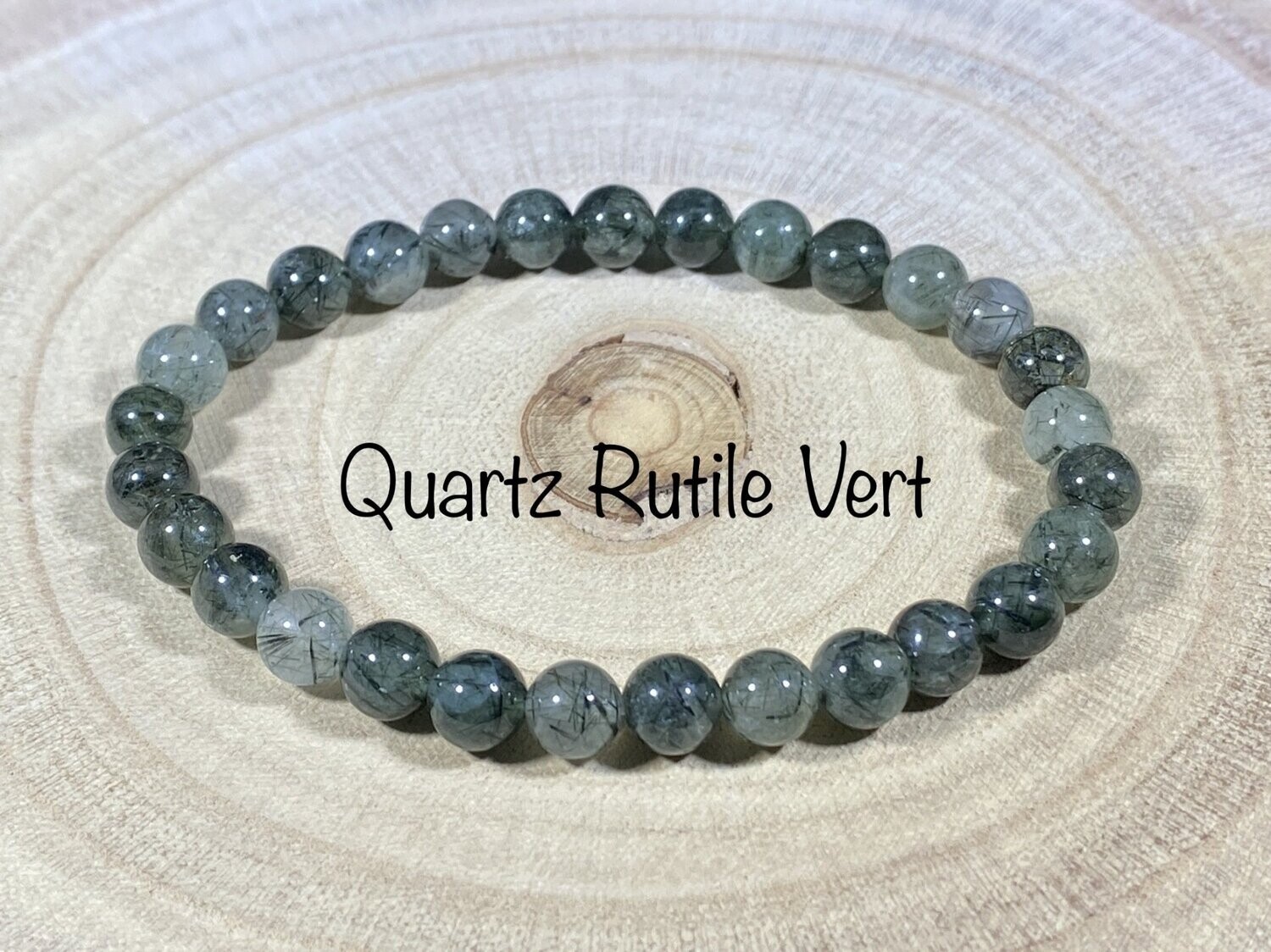 Bracelet Quartz Rutile Vert 6mm
