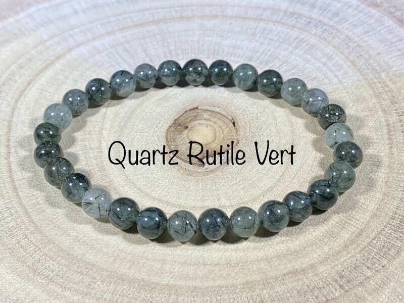 Bracelet Quartz Rutile Vert 6mm