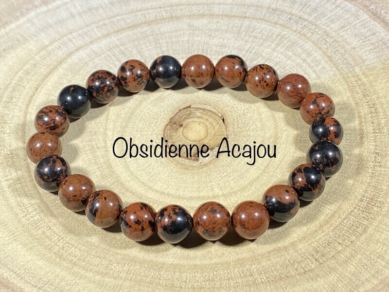 Bracelet Obsidienne Acajou 8mm