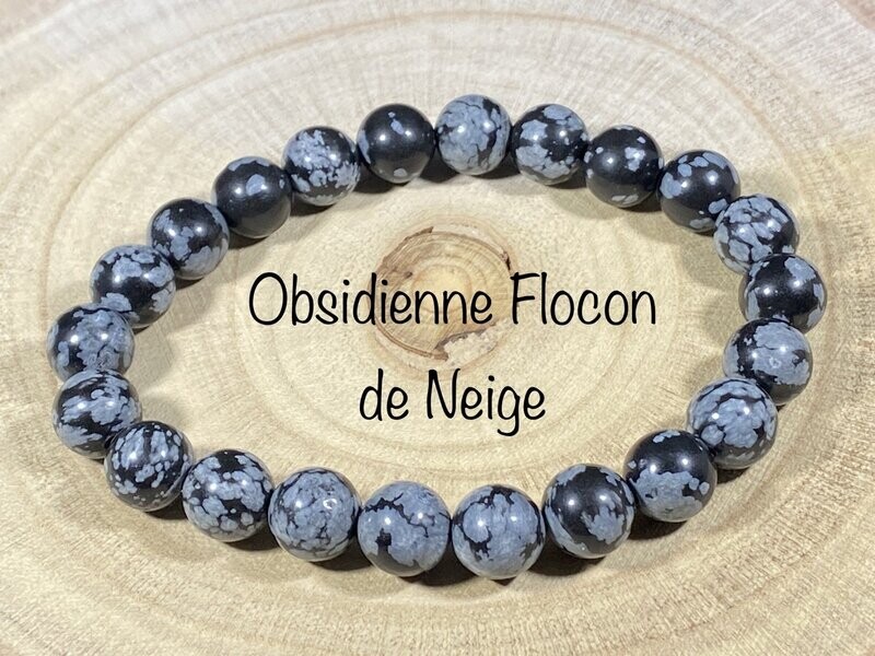 ​Bracelet Obsidienne Neige 8mm