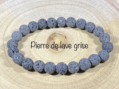 ​Bracelet Pierre de Lave Grise 8mm