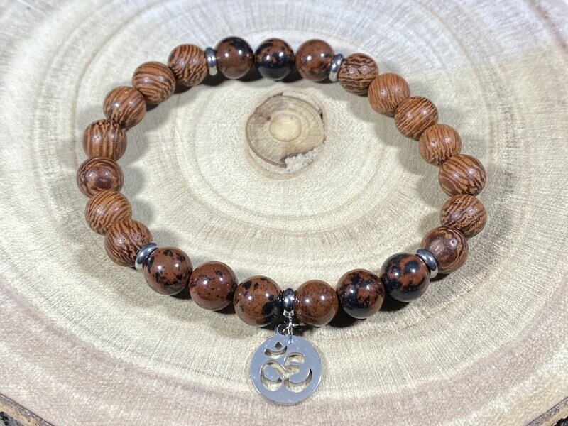 ​Bracelet Dragonnier & Obsidienne Acajou 8mm