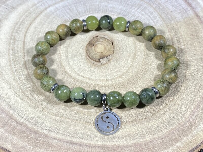 ​Bracelet Bois de Santal & Jade de Taiwan 8mm