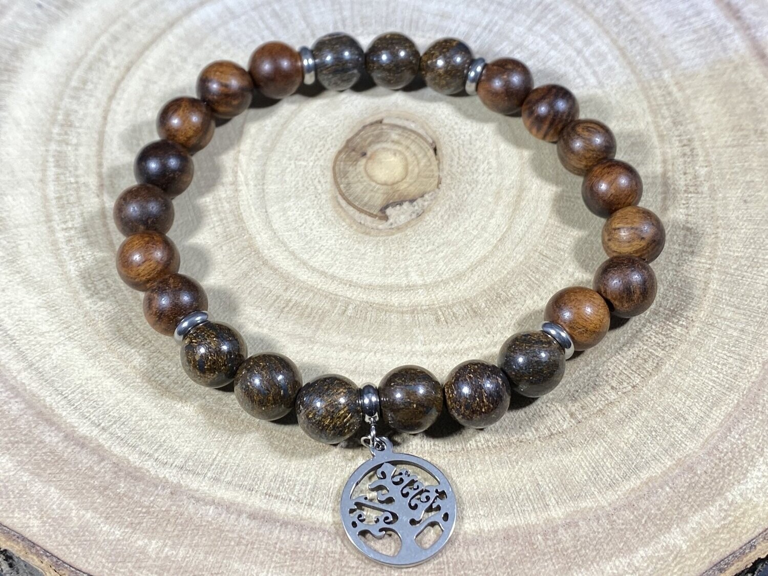 ​Bracelet Padouk & Bronzite 8mm