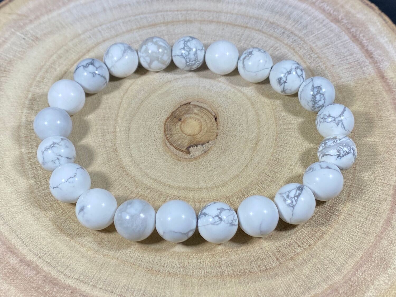 Bracelet Howlite Blanche 10mm