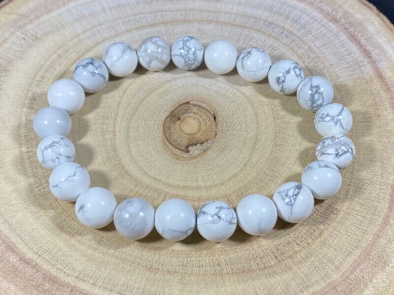 Bracelet Howlite Blanche 10mm
