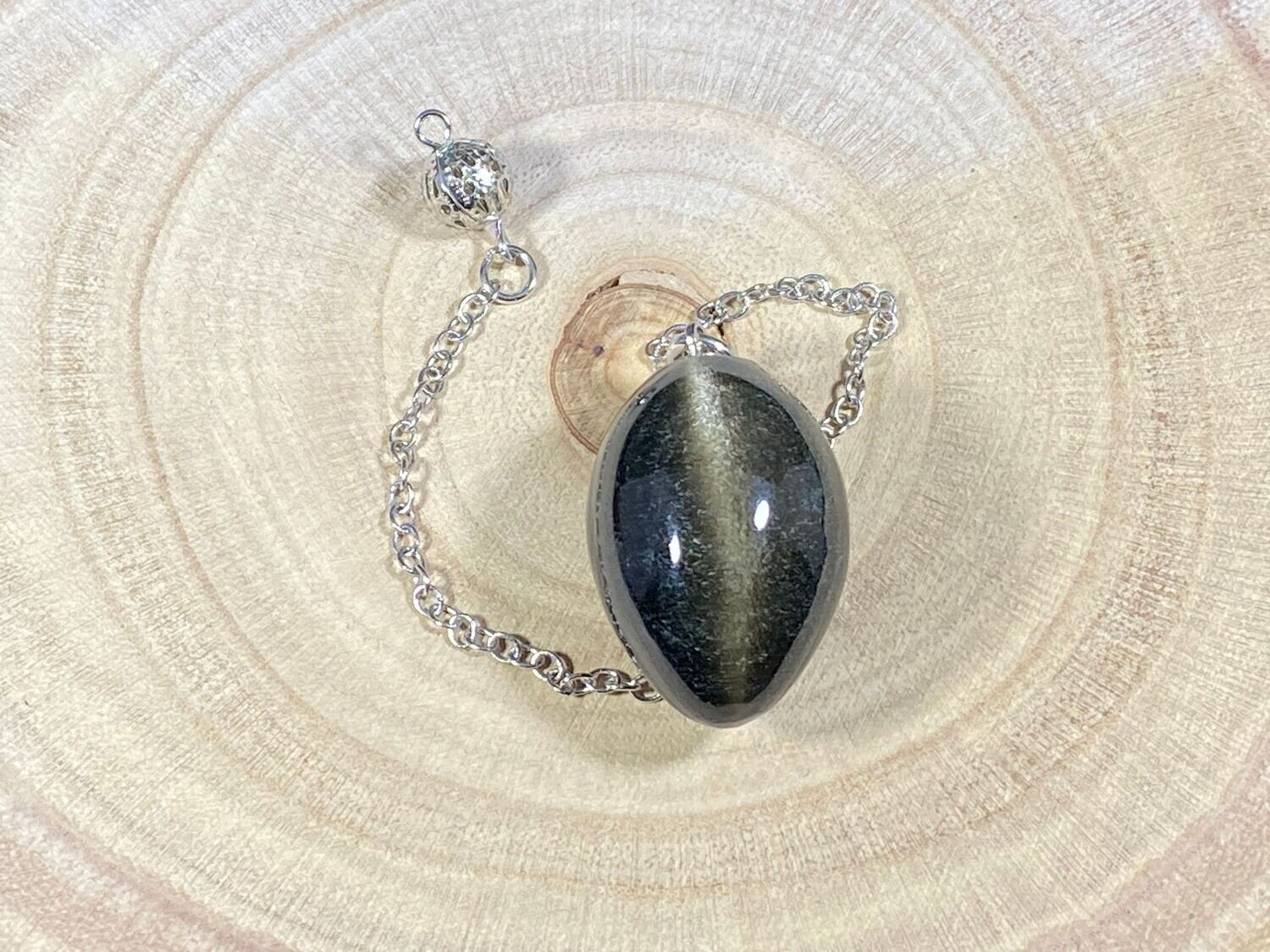 Pendule Obsidienne Dorée