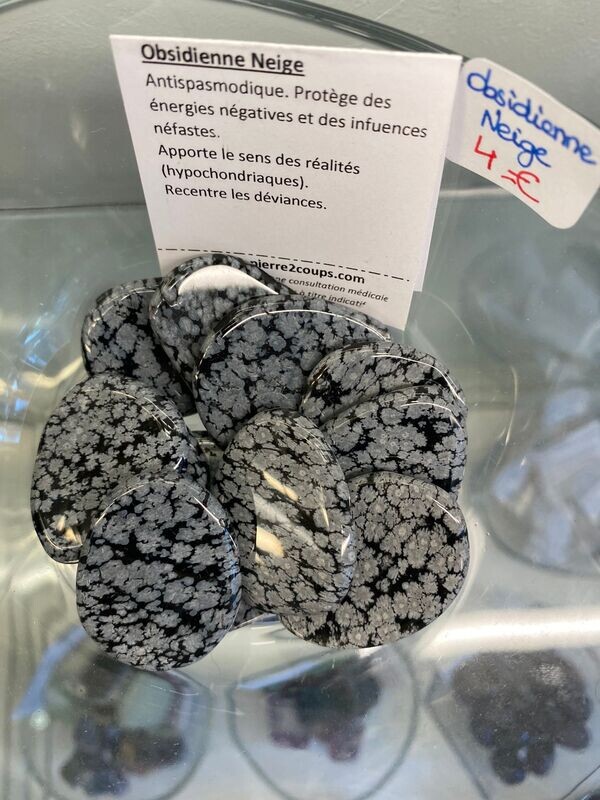 Pierre Plate - Obsidienne Flocon de Neige
