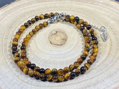 Collier en Oeil de Tigre en perles 4mm