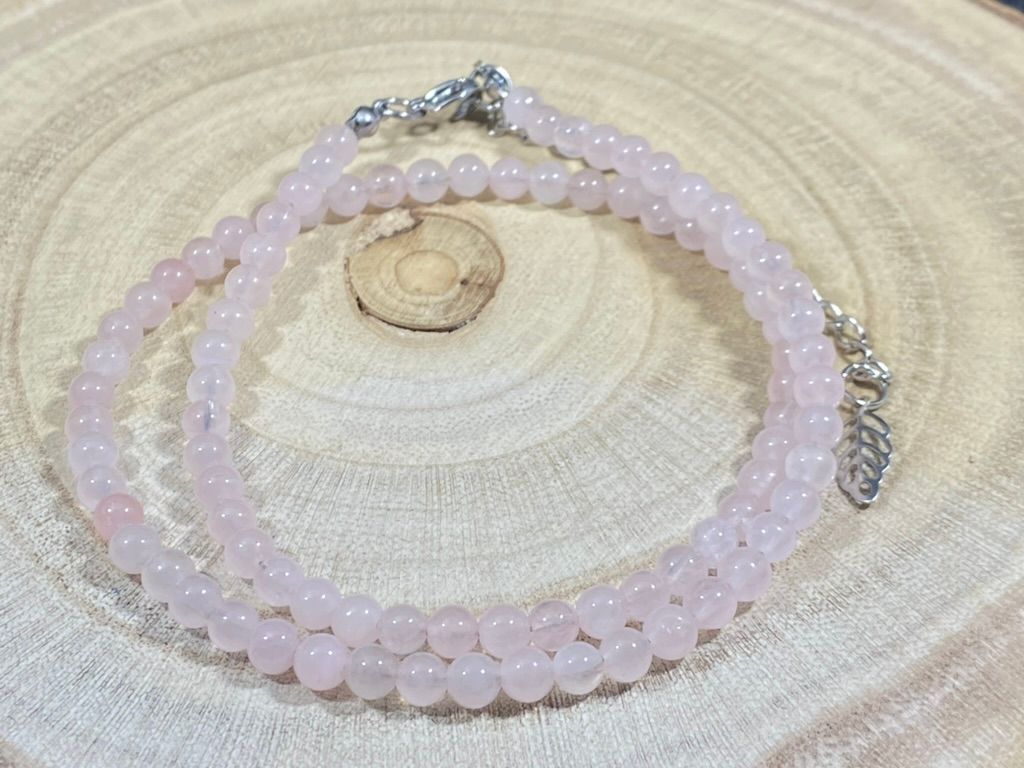 Collier en Quartz Rose en perles 4mm