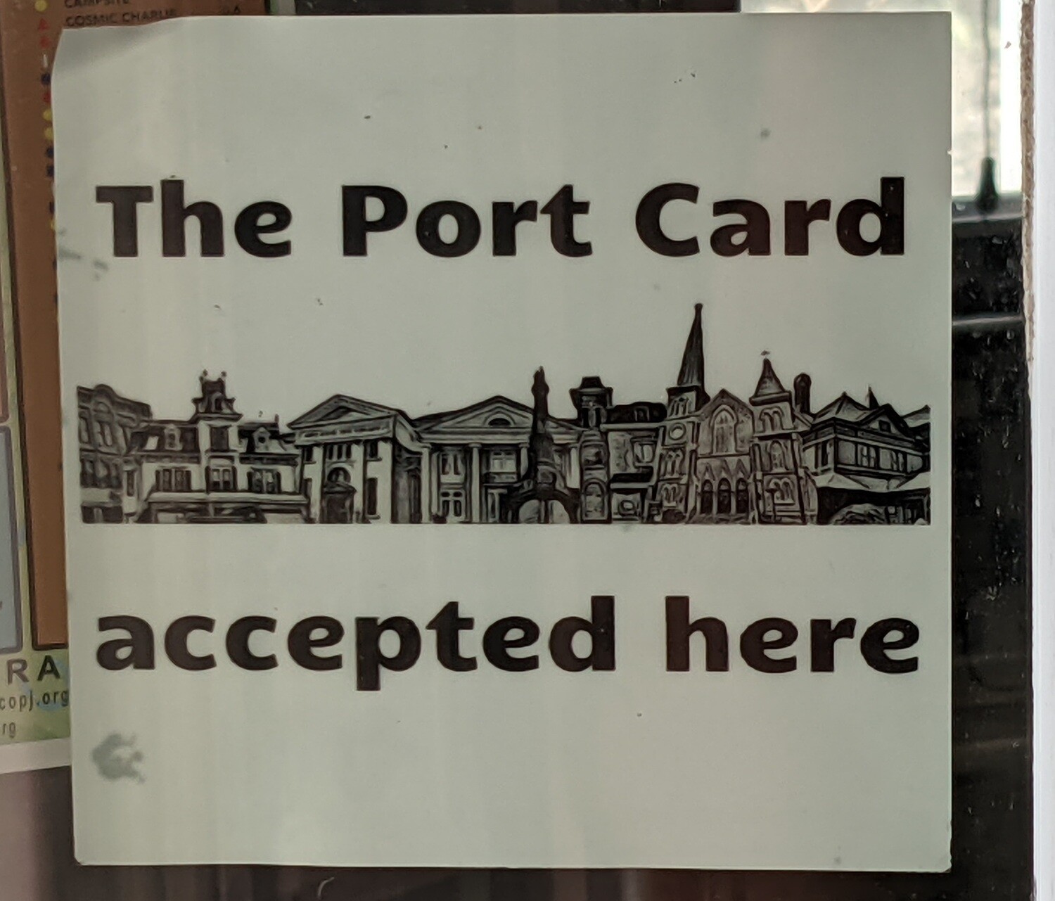 White Port Card accepted here cling 5&quot; x 5&quot;