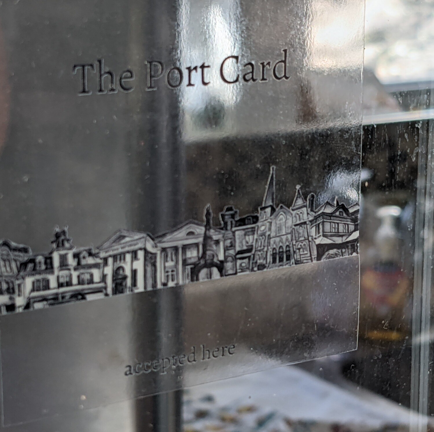 Clear Port Card accepted here cling 3&quot; x 3&quot;