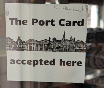 White Port Card accepted here cling 3&quot; x 3&quot;