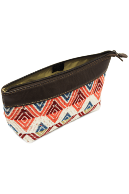 Leather and Handwoven Textiles Cosmetic Bag Leather and Handwoven Textiles Cosmetic Bag