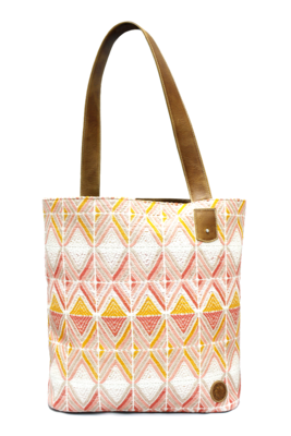 Peach & Beige Textile Shoulder Bag Peach & Beige Textile Shoulder Bag