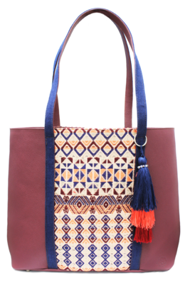 Denim, Leather, & Sunset Textile Shoulder Bag Denim, Leather, & Sunset Textile Shoulder Bag