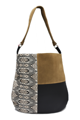 Suede, Leather & Ophidian Textile Shoulder Bag Suede, Leather & Ophidian Textile Shoulder Bag