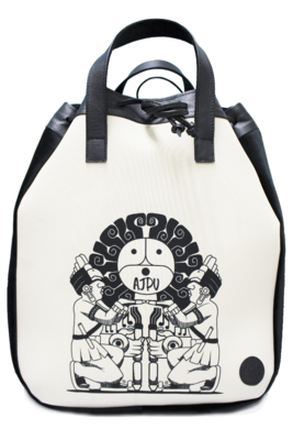 Maya Nahualt Black Velvet & Leather Backpack Maya Nahualt Black Velvet & Leather Backpack
