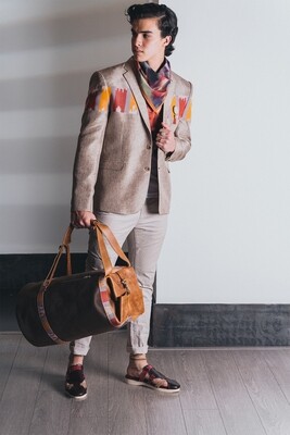 Fine Leather & Soft Velvet Travel Tubular Bag Fine Leather & Soft Velvet Travel Tubular Bag