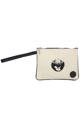Maya Nahualt Black Velvet & Leather Wristlet Bag Maya Nahualt Black Velvet & Leather Wristlet Bag